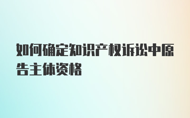 如何确定知识产权诉讼中原告主体资格