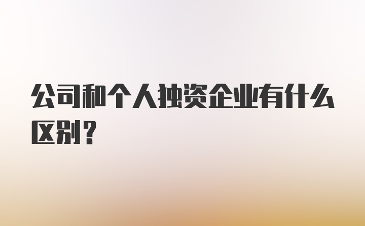 公司和个人独资企业有什么区别？