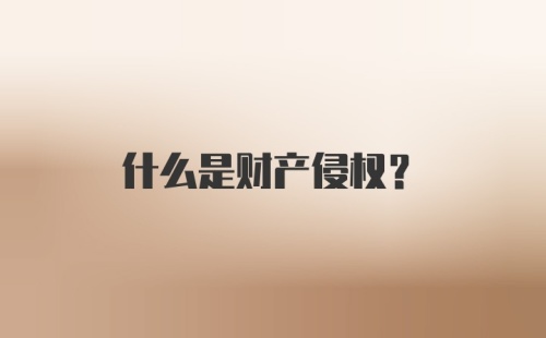 什么是财产侵权？