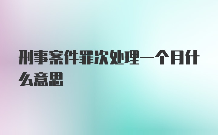 刑事案件罪次处理一个月什么意思