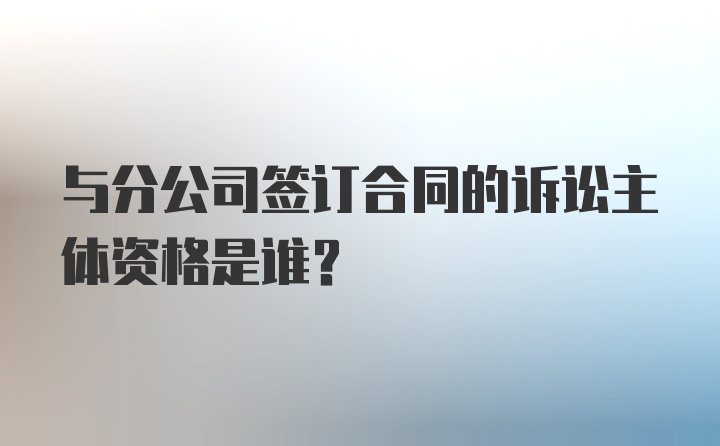 与分公司签订合同的诉讼主体资格是谁？