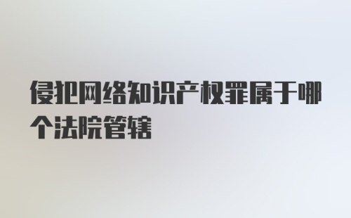 侵犯网络知识产权罪属于哪个法院管辖