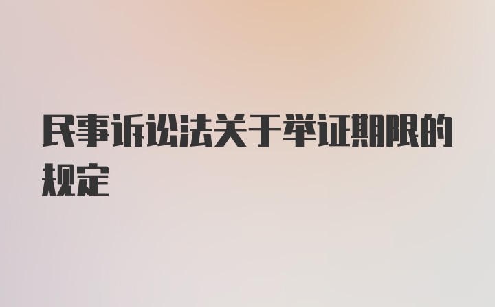 民事诉讼法关于举证期限的规定