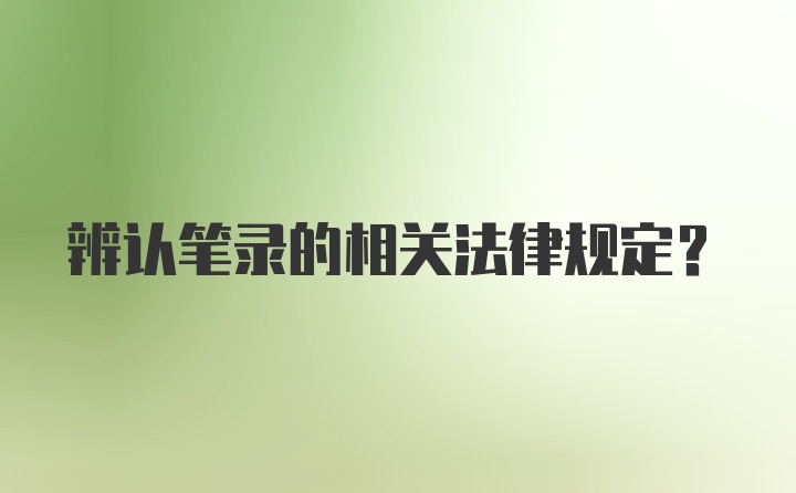 辨认笔录的相关法律规定?