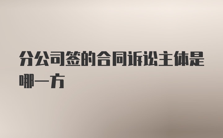 分公司签的合同诉讼主体是哪一方