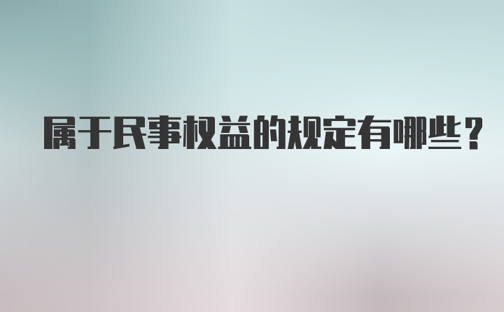 属于民事权益的规定有哪些？