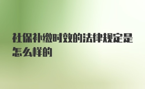 社保补缴时效的法律规定是怎么样的