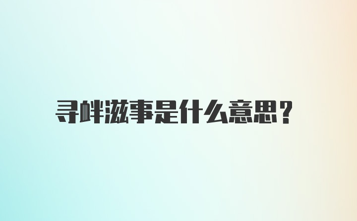 寻衅滋事是什么意思？