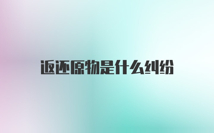 返还原物是什么纠纷