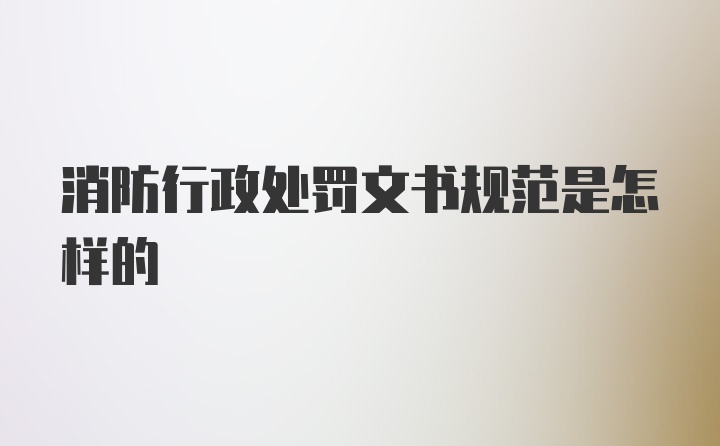 消防行政处罚文书规范是怎样的