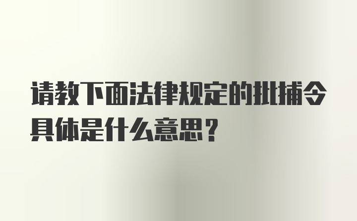 请教下面法律规定的批捕令具体是什么意思？