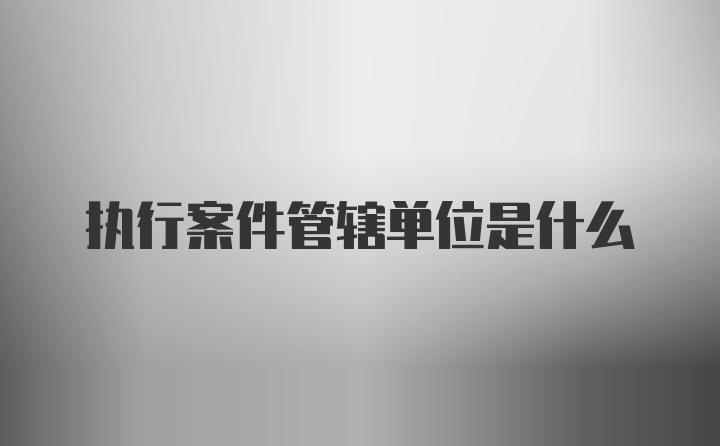 执行案件管辖单位是什么