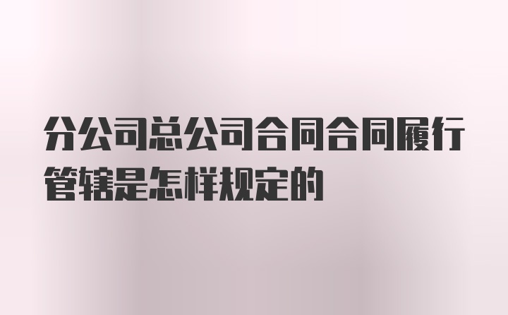 分公司总公司合同合同履行管辖是怎样规定的