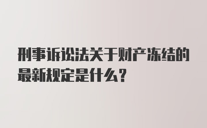 刑事诉讼法关于财产冻结的最新规定是什么？