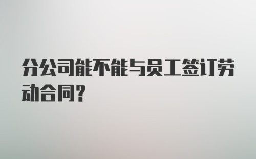 分公司能不能与员工签订劳动合同?