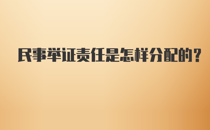 民事举证责任是怎样分配的？