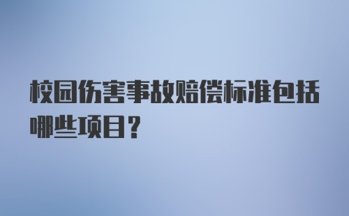 校园伤害事故赔偿标准包括哪些项目?