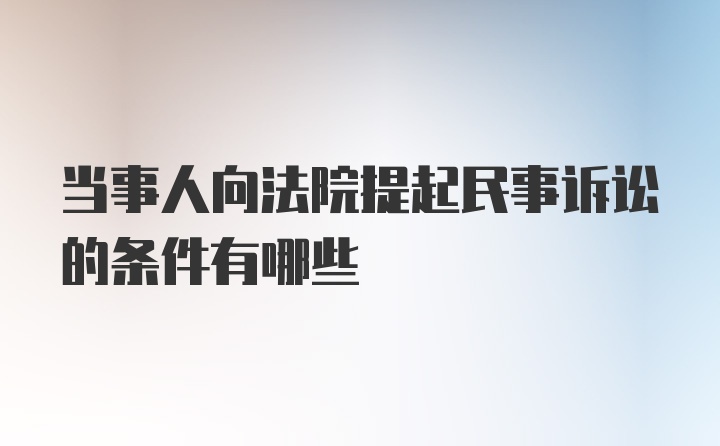 当事人向法院提起民事诉讼的条件有哪些