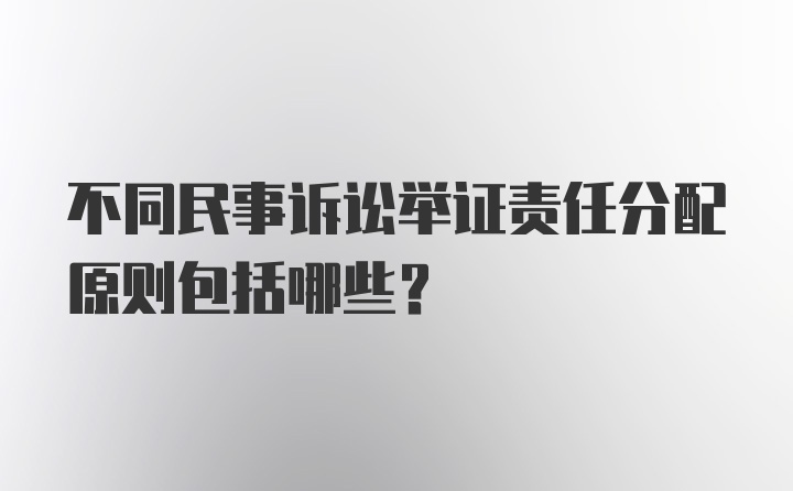 不同民事诉讼举证责任分配原则包括哪些?