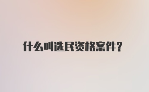 什么叫选民资格案件？