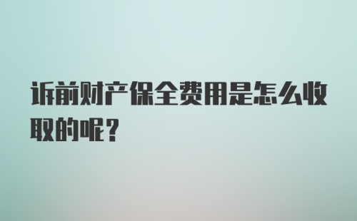 诉前财产保全费用是怎么收取的呢？