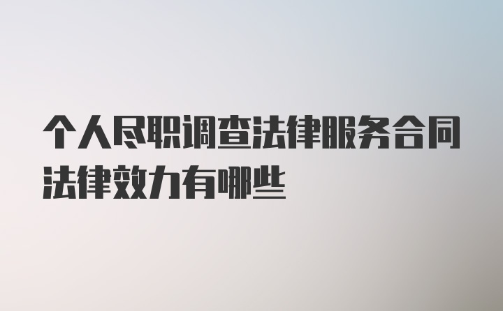 个人尽职调查法律服务合同法律效力有哪些