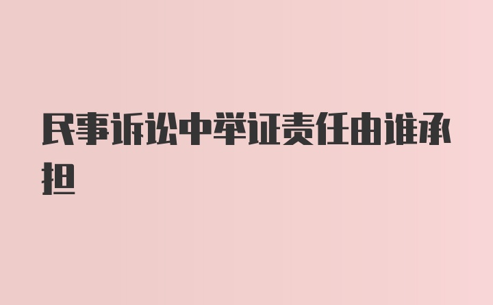 民事诉讼中举证责任由谁承担