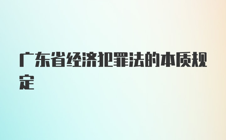 广东省经济犯罪法的本质规定