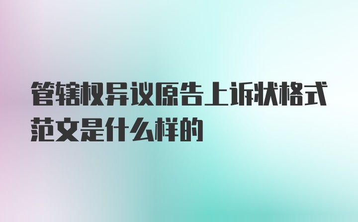 管辖权异议原告上诉状格式范文是什么样的