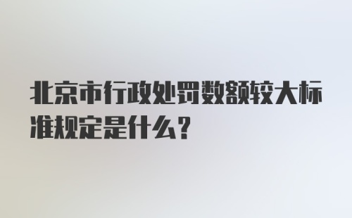 北京市行政处罚数额较大标准规定是什么?