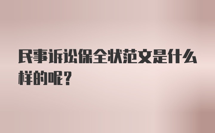 民事诉讼保全状范文是什么样的呢？