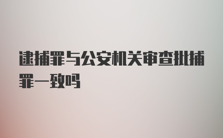 逮捕罪与公安机关审查批捕罪一致吗