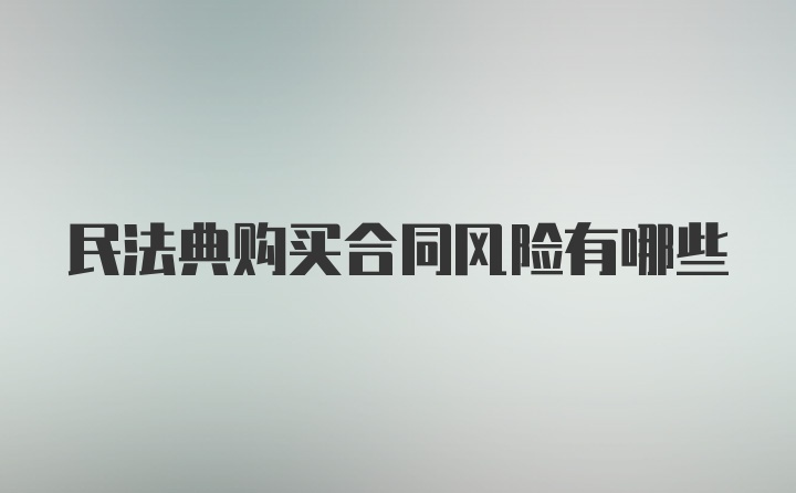 民法典购买合同风险有哪些