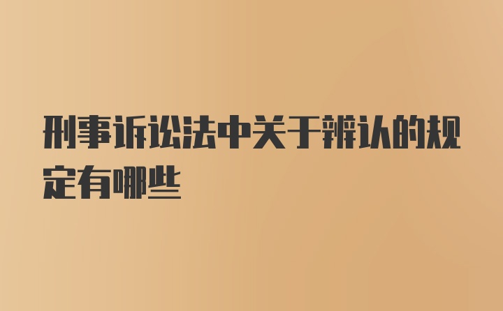 刑事诉讼法中关于辨认的规定有哪些