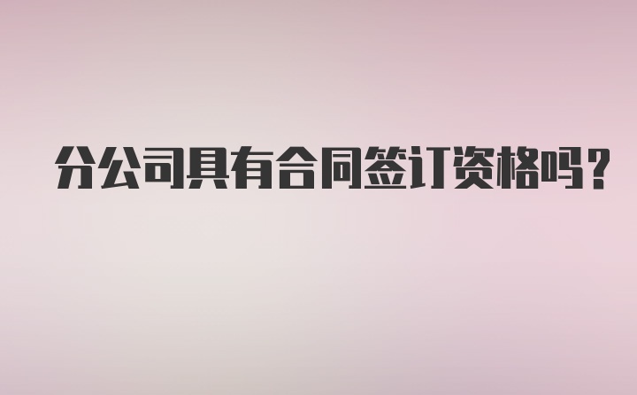 分公司具有合同签订资格吗？