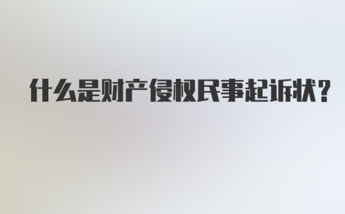 什么是财产侵权民事起诉状？