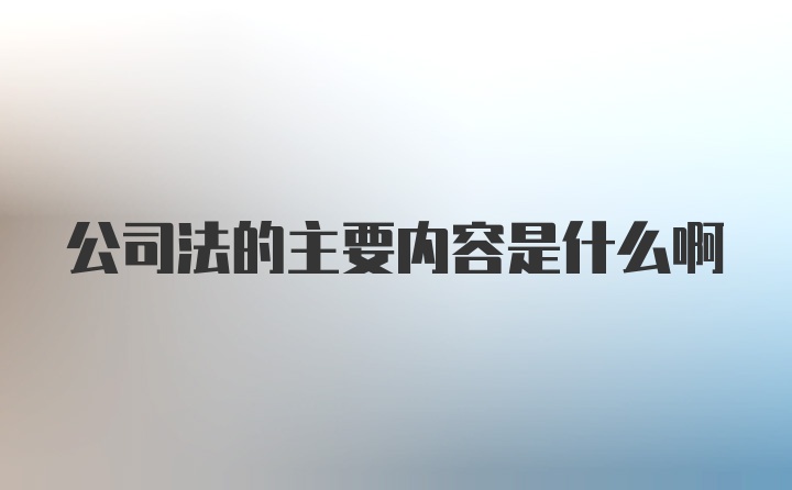 公司法的主要内容是什么啊