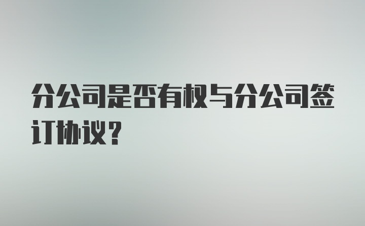 分公司是否有权与分公司签订协议？