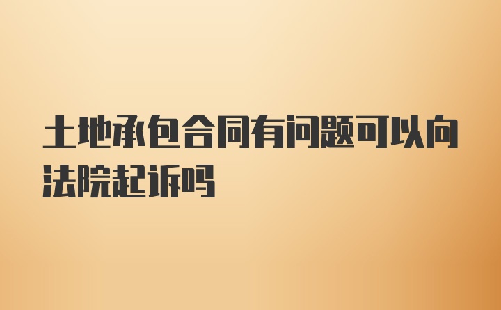 土地承包合同有问题可以向法院起诉吗