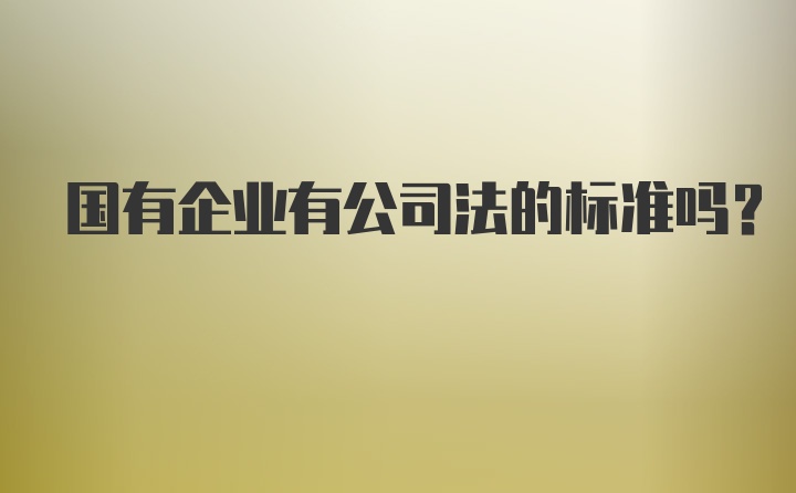 国有企业有公司法的标准吗?