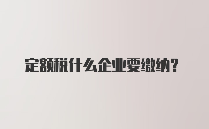 定额税什么企业要缴纳？