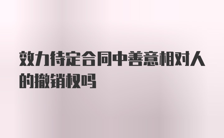 效力待定合同中善意相对人的撤销权吗