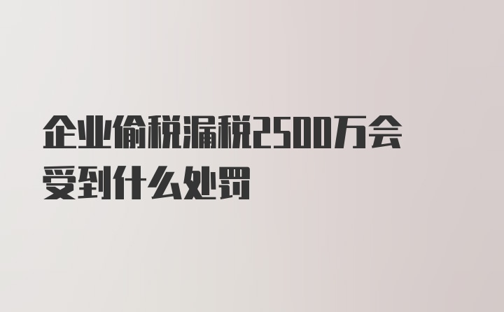 企业偷税漏税2500万会受到什么处罚