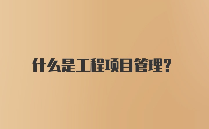 什么是工程项目管理？