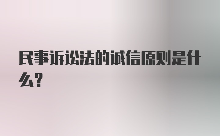 民事诉讼法的诚信原则是什么?