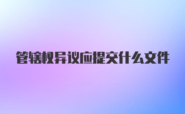 管辖权异议应提交什么文件