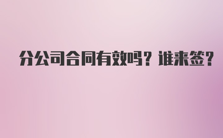 分公司合同有效吗？谁来签？