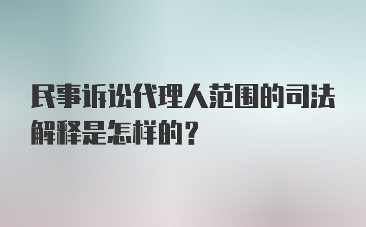 民事诉讼代理人范围的司法解释是怎样的?