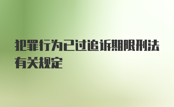 犯罪行为已过追诉期限刑法有关规定