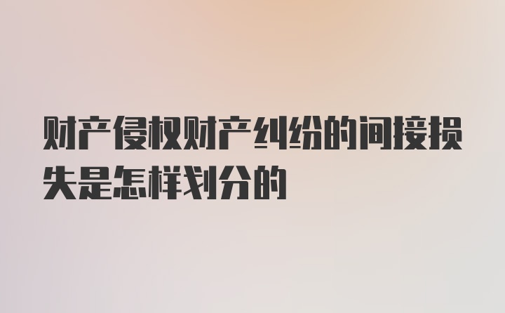 财产侵权财产纠纷的间接损失是怎样划分的